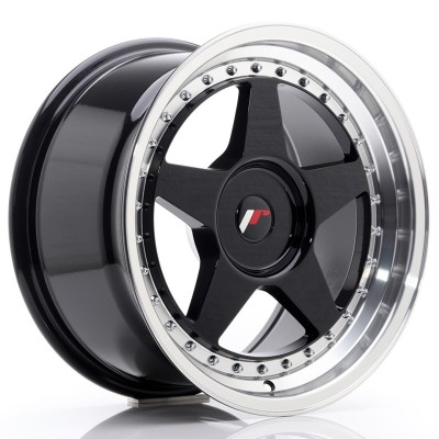 Cerchi in lega Japan Racing JR6 17x9 ET20-35 BLANK Glossy Black w-Machined Lip