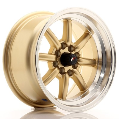 Cerchi in lega Japan Racing JR19 15x8 ET0 4x100-114 Gold w- Machined Lip BLANK