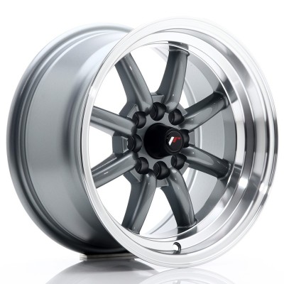 Cerchi in lega Japan Racing JR19 15x8 ET0 4x100-114 Gun Metal w- Machined Lip BLANK