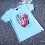 JR Men's T-Shirt JR-11 Car Turquoise Size XL