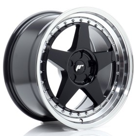 Cerchi Japan Racing JR6 18x9 ET20-35 5H BLANK Gloss Black w-Machined Lip