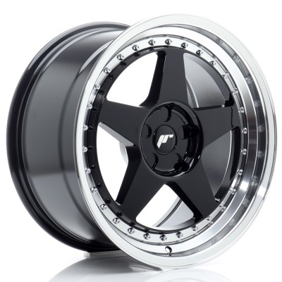 Cerchi Japan Racing JR6 18x9 ET20-35 5H BLANK Gloss Black w-Machined Lip
