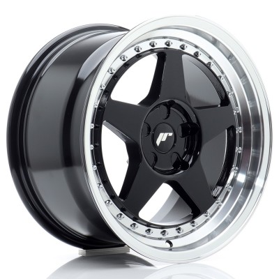 Cerchi Japan Racing JR6 17x9 ET20-35 5H BLANK Gloss Black w-Machined Lip